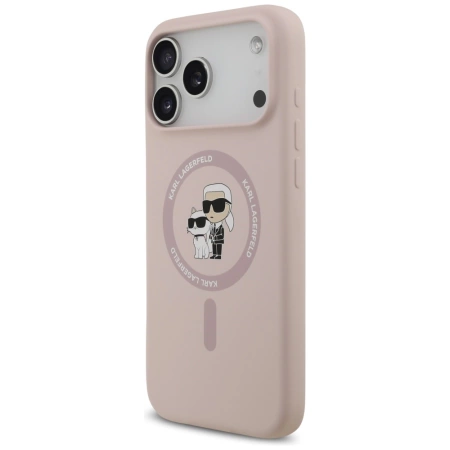 Karl Lagerfeld Silicone Karl&amp;Choupette Ring MagSafe Case for iPhone 17 Pro Max - Pink