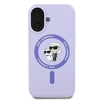 Etui Karl Lagerfeld Silicone Karl&Choupette Heads Ring MagSafe na iPhone 16 Plus - fioletowe