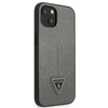 Original Handyhülle IPHONE 14 PLUS Guess Hardcase Saffianotriangle Logo (GUHCP14MPSATLG) silber
