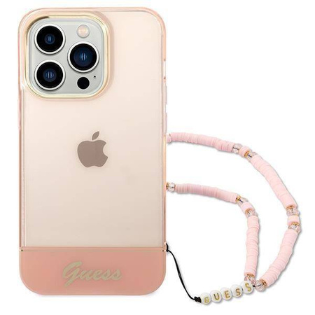 Guess Translucent Pearl Strap - Etui iPhone 14 Pro Max (różowy)