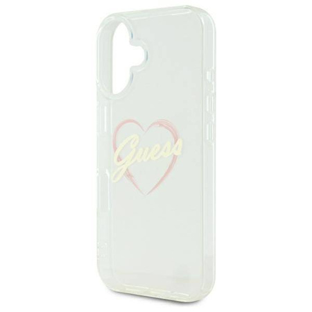 Original Case IPHONE 16 Guess Hardcase IML Heart (GUHCP16SHCHGSPT) transparent