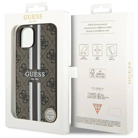 Guess GUHMP14MP4RPSW iPhone 14 Plus 6.7&quot; brown/brown hardcase 4G Printed Stripes MagSafe