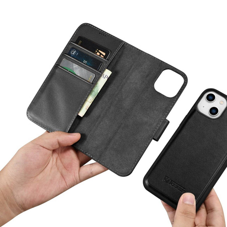 iCarer Wallet Case 2in1 Case iPhone 14 Plus Leather Flip Cover Anti-RFID Black (WMI14220727-BK)