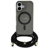 Original Handyhülle IPHONE 16 Guess Hardcase Crossbody Cord Script MagSafe (GUHMP16SHCTSGNSK) schwarz