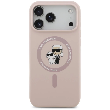 Karl Lagerfeld Silicone Karl&amp;Choupette Ring MagSafe Case for iPhone 17 Pro Max - Pink