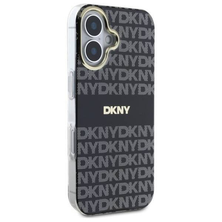 Etui DKNY Repeat Texture Pattern With Stripe na iPhone 16 - czarne