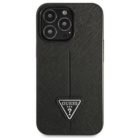 Oryginalne Etui IPHONE 14 PRO Guess Hardcase Saffianotriangle Logo (GUHCP14LPSATLK) czarne