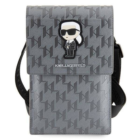 Bag Karl Lagerfeld Saffiano Monogram Ikonik (KLWBSAKHPKG) silver