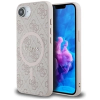 Guess 4G Ring Classic Logo MagSafe iPhone 16e Hülle - Rosa