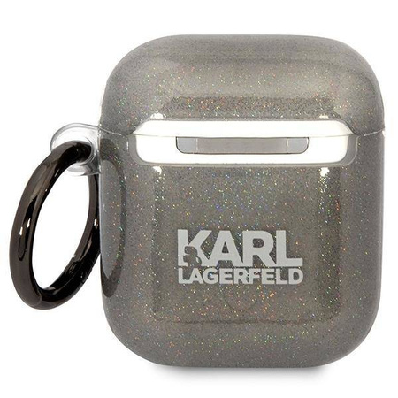 Original Handyhülle APPLE AIRPODS Karl Lagerfeld Gliter Karl&Choupette (KLA2HNKCTGK) schwarz