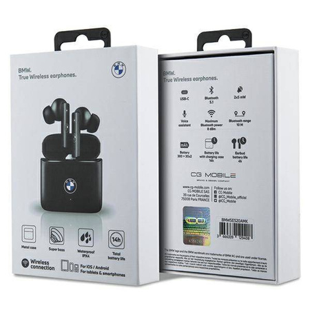 BMW Bluetooth-Kopfhörer BMWSES20AMK TWS + Dockingstation schwarz/schwarz Signature