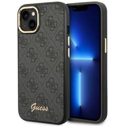 Original Handyhülle IPHONE 14 PLUS Guess Hard Case 4G Vintage Gold Logo (GUHCP14MHG4SHK) schwarz