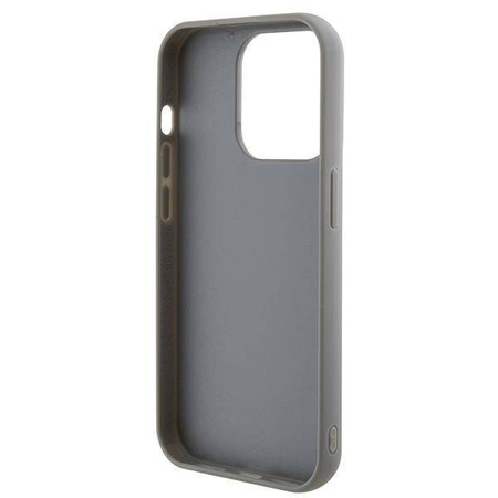 Guess Pailletten-Schriftzug-Metallgehäuse für iPhone 15 Pro – Silber