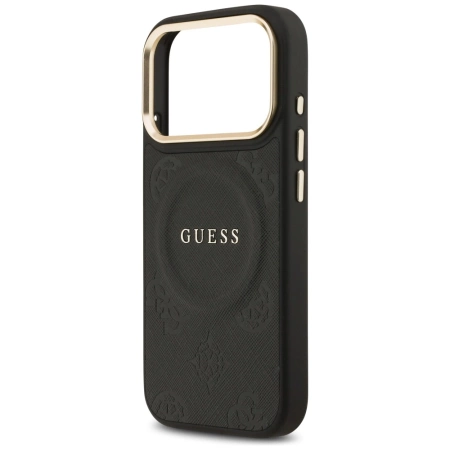Etui Guess Peony Hot Stamp MagSafe na iPhone 17 Pro - czarne