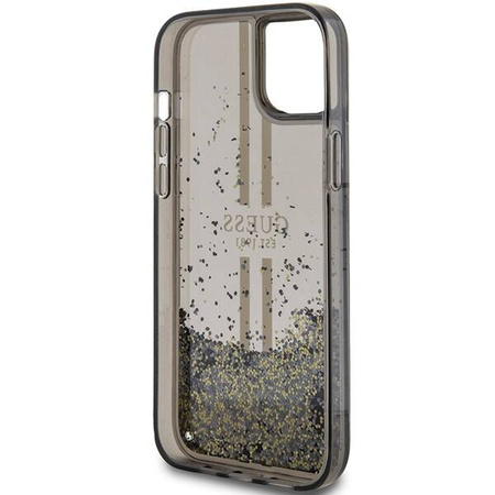 Oryginalne Etui GUESS Hardcase GUHCP15MLFCSEGK do iPhone 15 Plus (Liquid Glitter Gold Stripes / czarny)