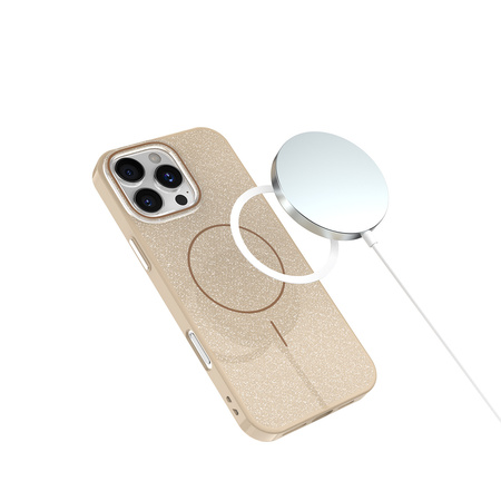 Nakładka Glitter Thin Mag do iPhone 16 6,1" brązowa