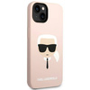 Original Handyhülle IPHONE 14 PLUS Karl Lagerfeld Hardcase Silicone Karl`s Head Magsafe hell-pink