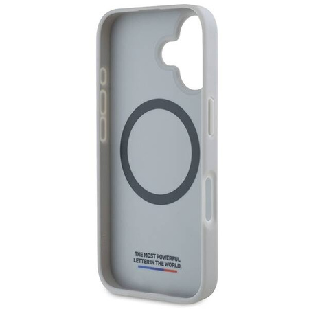 Original Handyhülle IPHONE 16 BMW Hardcase M Carbon Tricolor Line MagSafe (BMHMP16S23PUDTS) grau