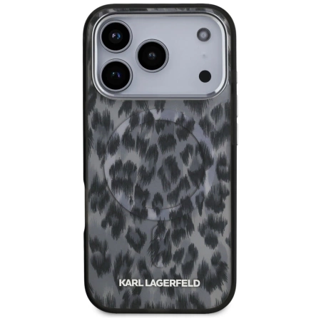Etui Karl Lagerfeld IML Leopard Pattern MagSafe na iPhone 17 Pro - czarne