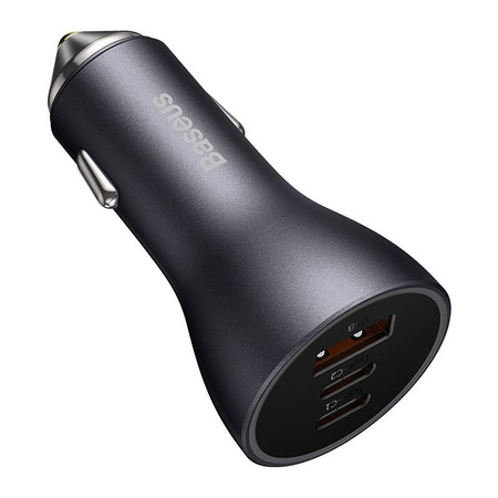 Baseus Golden Contactor Pro USB-A car charger + 2x USB-C 65W dark gray (CGJP010013)