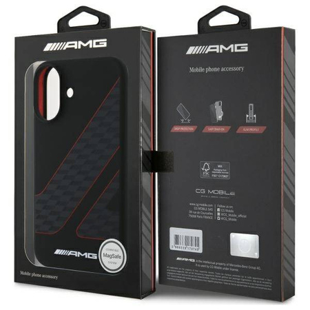 Oryginalne Etui IPHONE 16 AMG Hardcase Checkered Flag Pattern MagSafe (AMHMP16S2SCFR) czarne
