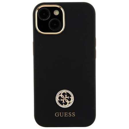 Oryginalne Etui APPLE IPHONE 15 Guess Hardcase Silicone Logo Strass 4G (GUHCP15SM4DGPK) czarne