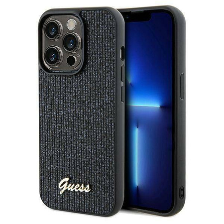 Guess nakładka do iPhone 14 Pro 6,1&quot; GUHCP14LPMSDGSK HC PU DISCO SCRIPT METAL czarna