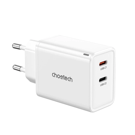 Choetech PD6013 2x USB-C PD 65W GaN Wandladegerät – Weiß