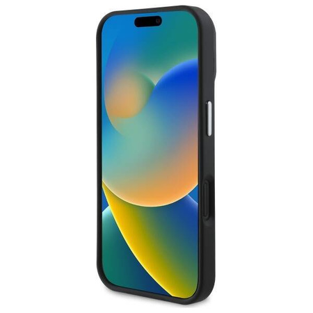 Original Handyhülle IPHONE 16 PLUS Guess Hardcase Grained Triangle MagSafe (GUHMP16MPGTSPSK) schwarz