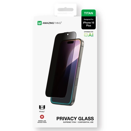Szkło hartowane AMAZINGTHING Titan Privacy Glass prywatyzujące do iPhone 16 Plus