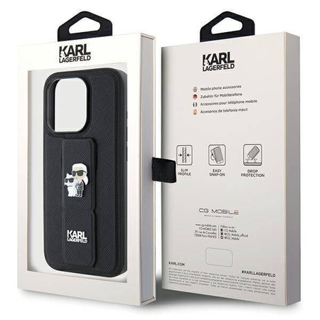 Karl Lagerfeld nakładka do iPhone 13 Pro 6,1&quot; KLHCP13LGSAKCPK HC GRIPSTAND SAFFIANO KC PINS czarna