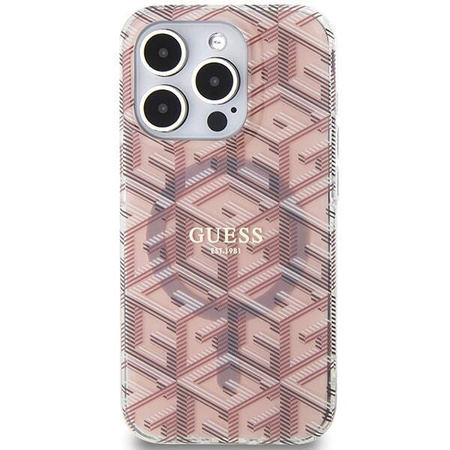 Oryginalne Etui GUESS Hardcase GUHMP15LHGCUSTGP do iPhone 15 Pro Max (Kompatybilny z Magsafe / IML GCUBE / różowy)