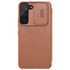 Nillkin Qin Leather Pro Case etui do Samsung Galaxy S22+ (S22 Plus) osłona na aparat kabura pokrowiec obudowa z klapką brązowy