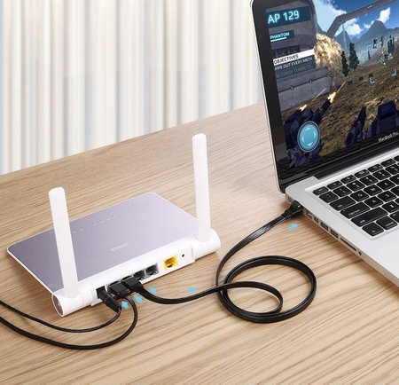 Ugreen Flat Cable Internet Network Cable Ethernet Patchcord RJ45 Cat 7 STP LAN 10 Gbps 3m Black (NW106 11262)