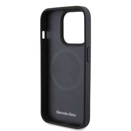 Original Handyhülle APPLE IPHONE 15 PRO Mercedes Hardcase Leather&Alu MagSafe (MEHMP15L23ACMS) silber
