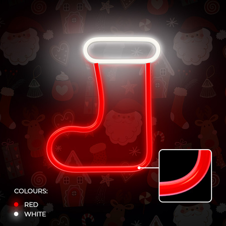 Neon LED CHRISTMAS SKARPETA biała czerwona FLNE23 Forever Light