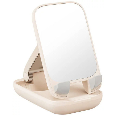 Verstellbarer Telefonständer mit Spiegel Baseus Seashell Series – Beige