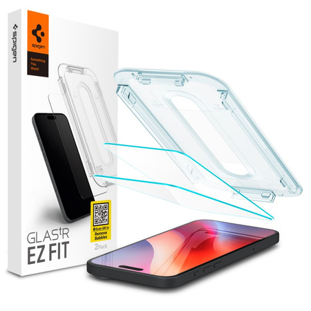 SZKŁO HARTOWANE SPIGEN GLAS.TR ”EZ FIT” 2-PACK IPHONE 15 CLEAR