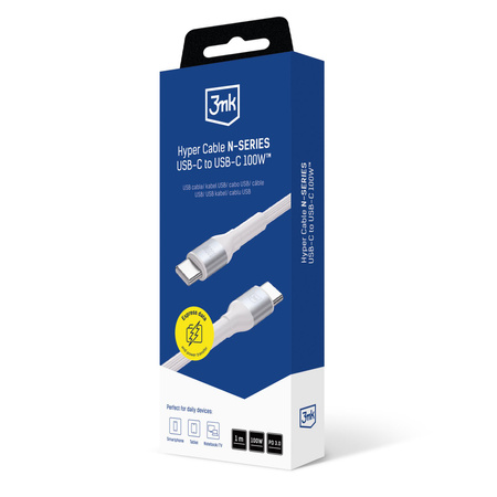Accessories - 3mk Hyper Cable N-SERIES C to C 1m 20V/5A 100W White