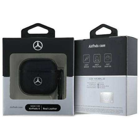 Schutzhülle APPLE AIRPODS 4 Mercedes Leather Metal Logo Cover (MEA4CSLBK) schwarz