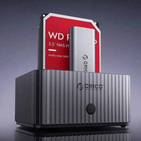 Stacja dokująca do dysków z funkcją klonowania M.2 NVME + 2,5"/3,5 HDD / 2,5" SSD - szara