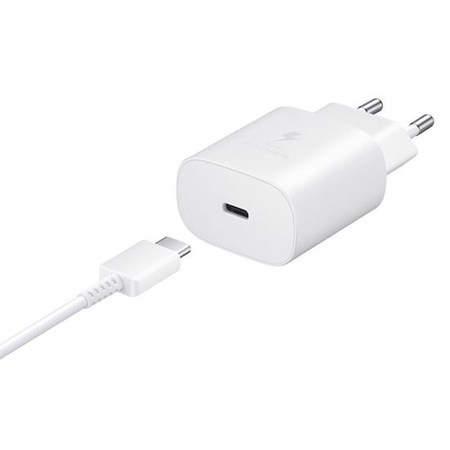 SAMSUNG ŁADOWARKA SIECIOWA TYP-C 25W 3A BIAŁA  EP-TA800 + KABEL TYP-C - TYP-C DG977