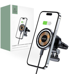 Uchwyt Samochodowy z Ładowaniem Indukcyjnym 15W MagSafe do Kratki Nawiewu Tech-Protect MM15W-V5 czarny