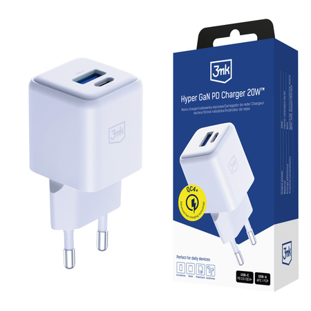 Accessories -3mk Hyper GaN Charger 20W QC4+ PD PPS USB 1A1C White EU
