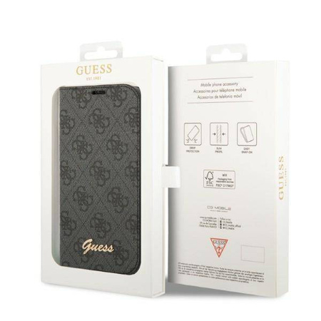 Guess 4G Metal Camera Outline Booktype Case - Etui iPhone 14 (czarny)