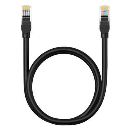 Kabel Ethernet Baseus High Speed Cat 5 RJ-45 1000Mb/s 1m okrągły - czarny