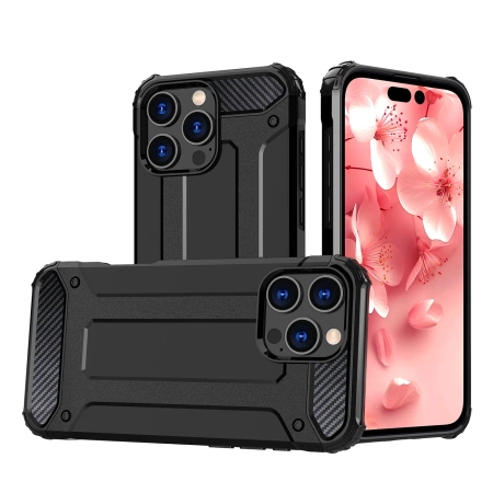 Etui Hybrid Armor pancerne na iPhone 16 Pro - czarne
