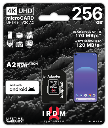 GoodRam karta pamięci IRDM 256GB microSD UHS-I U3 V30 z adapterem