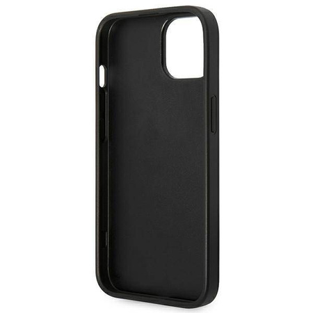 Guess Saffiano Metal Logo Stripes - Etui iPhone 14 Plus (czarny)