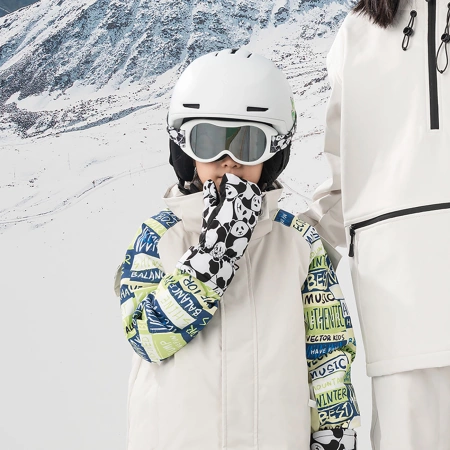 Qunature Panda Heat Transfer Kinder-Skihandschuhe, Größe S – Schwarz/Weiß